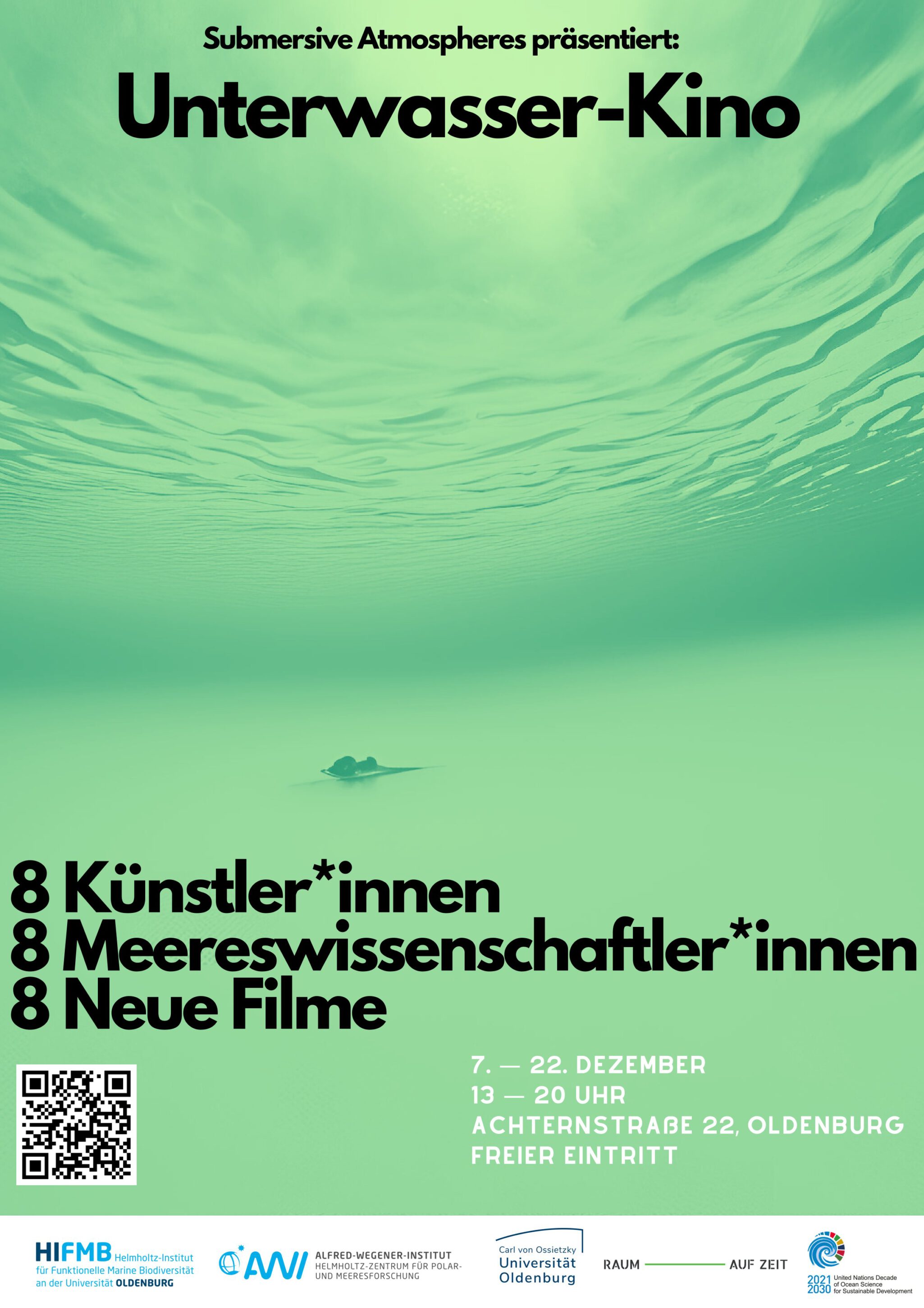 Plakat Helmholtz Institut "Unterwasser-Kino" black