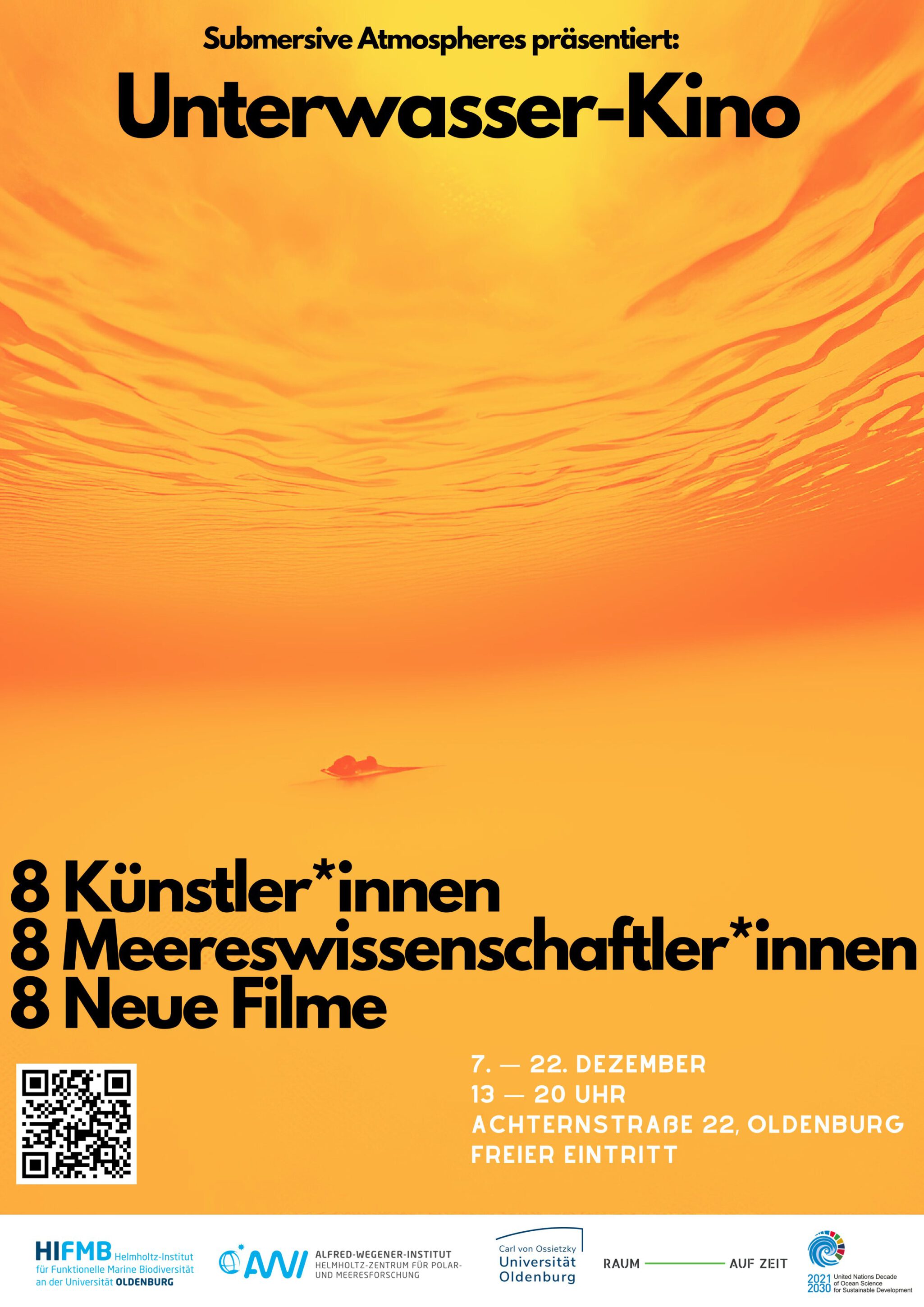 Plakat Helmholtz Institut "Unterwasser-Kino" black